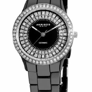 Akribos XXIV Black Ceramic Ladies Watch